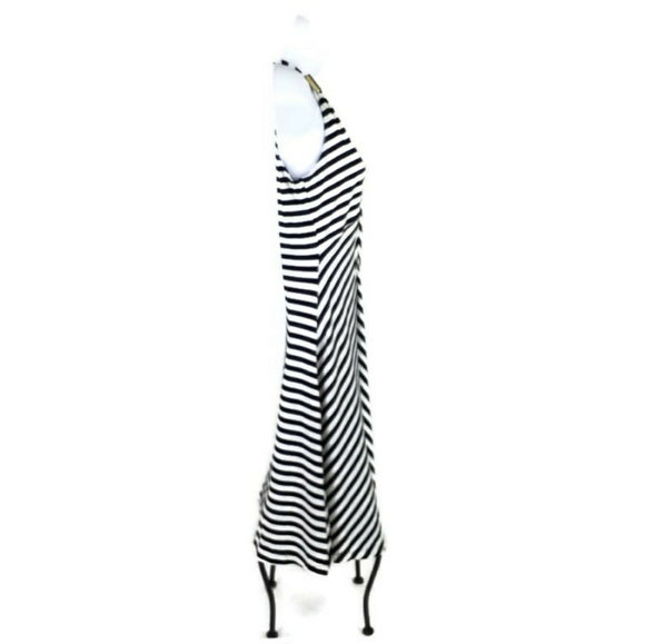 Kenneth Cole Black Stripe Twist Front Sleeveless A-Line Dress Womens Small Pet. - Picture 5 of 11
